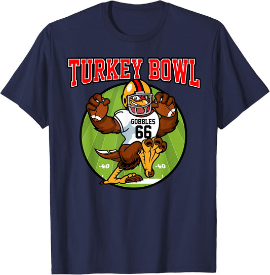 Turkey Bowl Thanksgiving | Funny Football Game Gift T-Shirt - T-Shirt | Navy