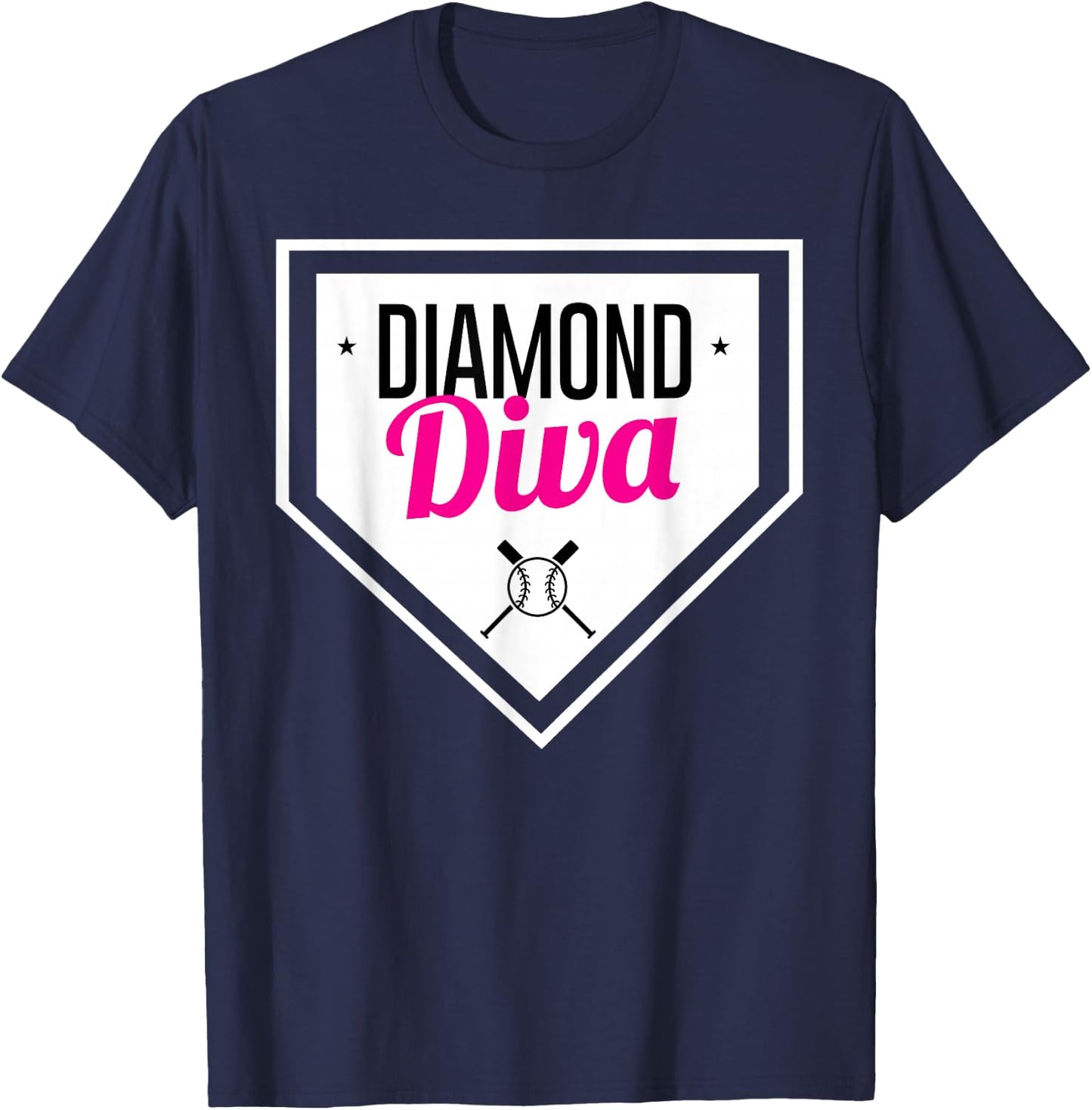 Diamond Diva Softball Sports Baseball Team MVP T-Shirt - T-Shirt | Navy