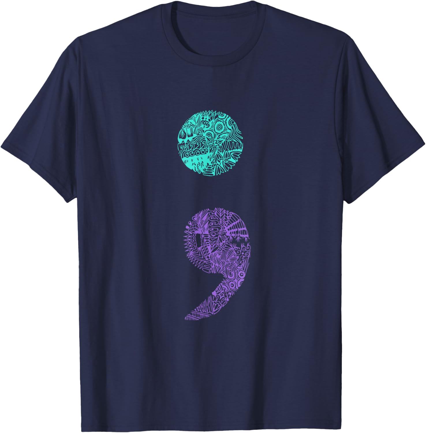 Semicolon Gift Suicide Prevention Awareness T-Shirt - T-Shirt | Navy