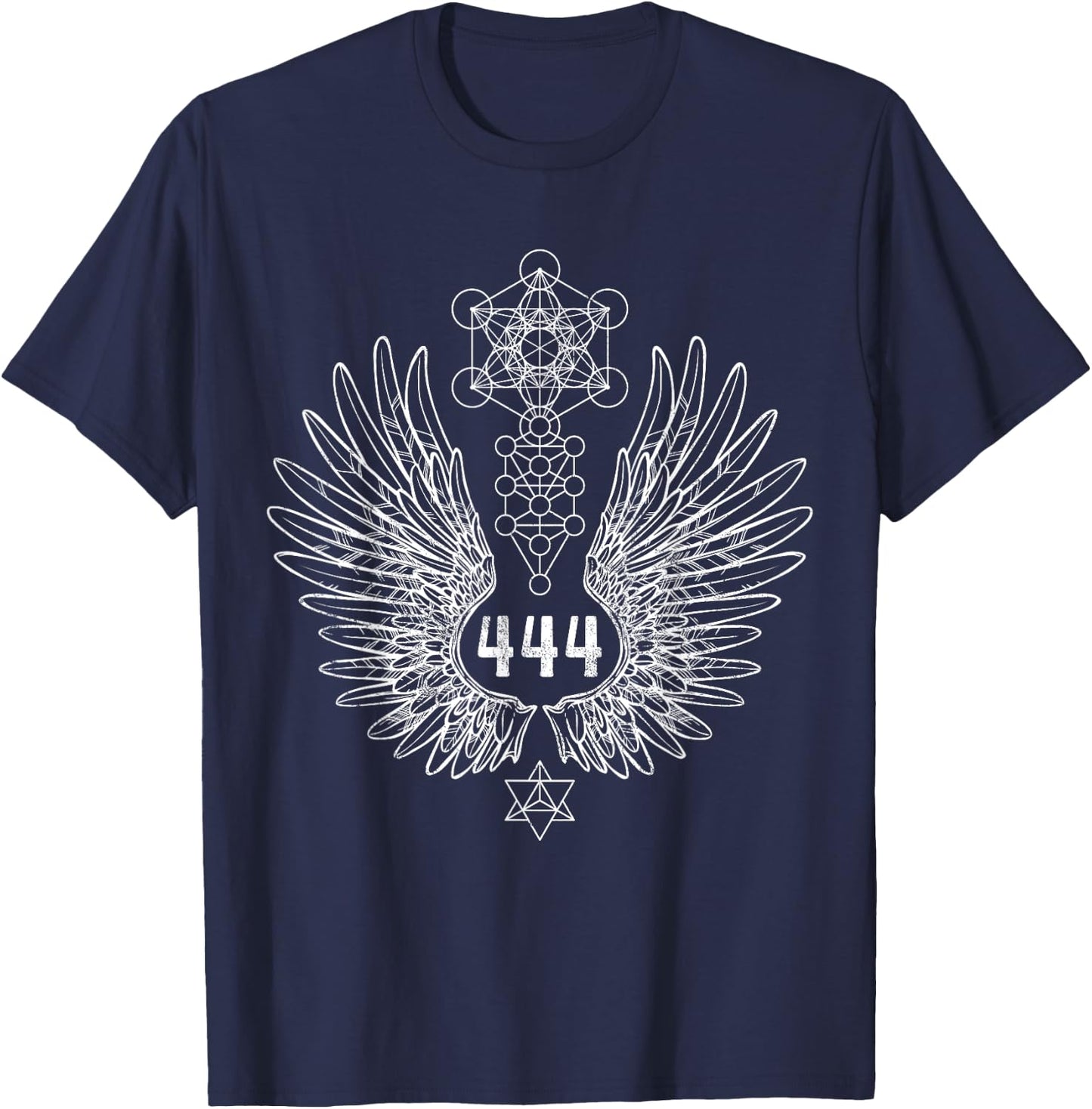 Angel Number 444 Sacred Geometry Healing T-Shirt - T-Shirt | Navy