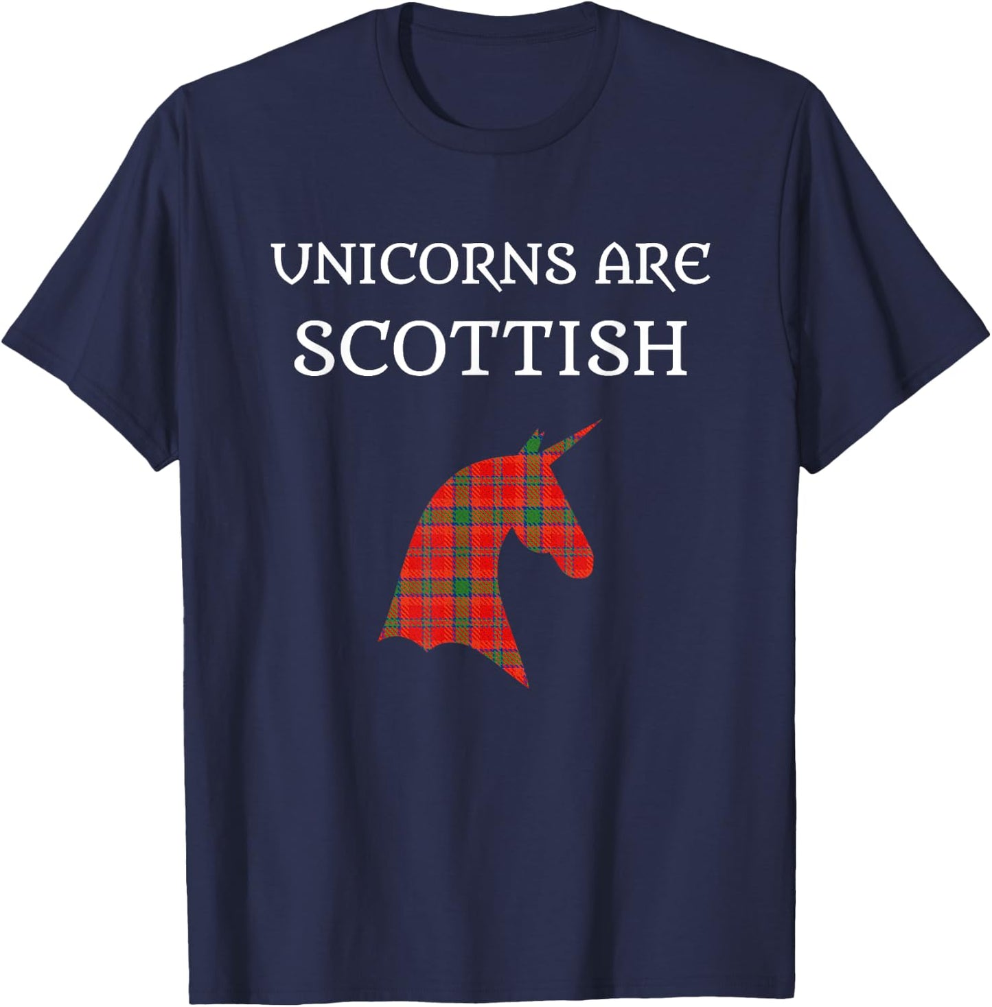 Unicorns Are Scottish Tartan Day Shirt T-Shirt - T-Shirt | Navy
