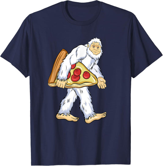 Yeti I Believe Lover Funny Monster Ape Man Pizza Snowman T-Shirt - T-Shirt | Navy