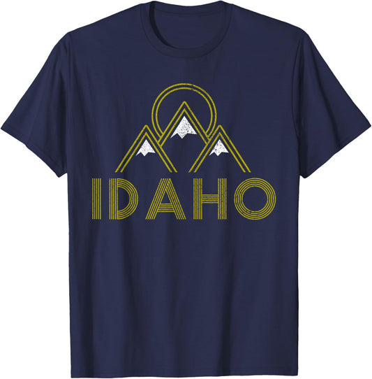 Idaho Vintage Retro Mountains Hiking Souvenir Gift T-Shirt - T-Shirt | Navy