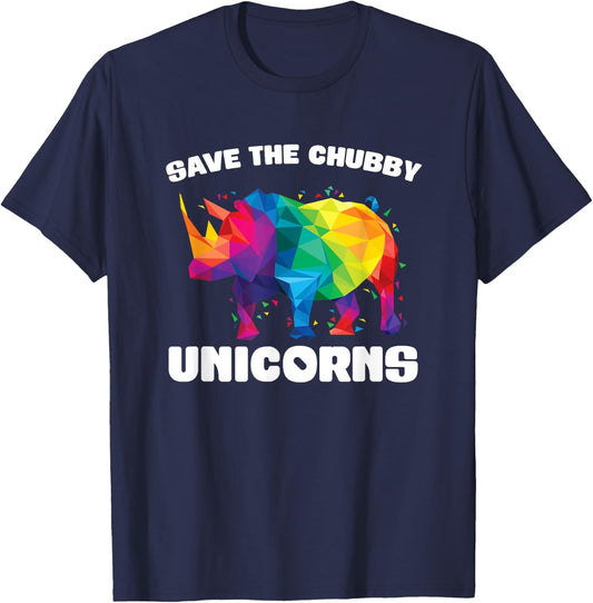 Funny Vintage Rhino Gift Save the Chubby Unicorn T-Shirt - T-Shirt | Navy