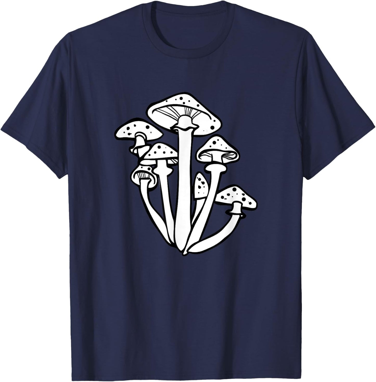 White Mushroom Art Mycologist Gear Mushroom Growers Mycology T-Shirt - T-Shirt | Navy