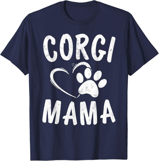 Fun Welsh Corgi Mama Gift Pet Lover Apparel Dog Mom T-Shirt - T-Shirt | Navy