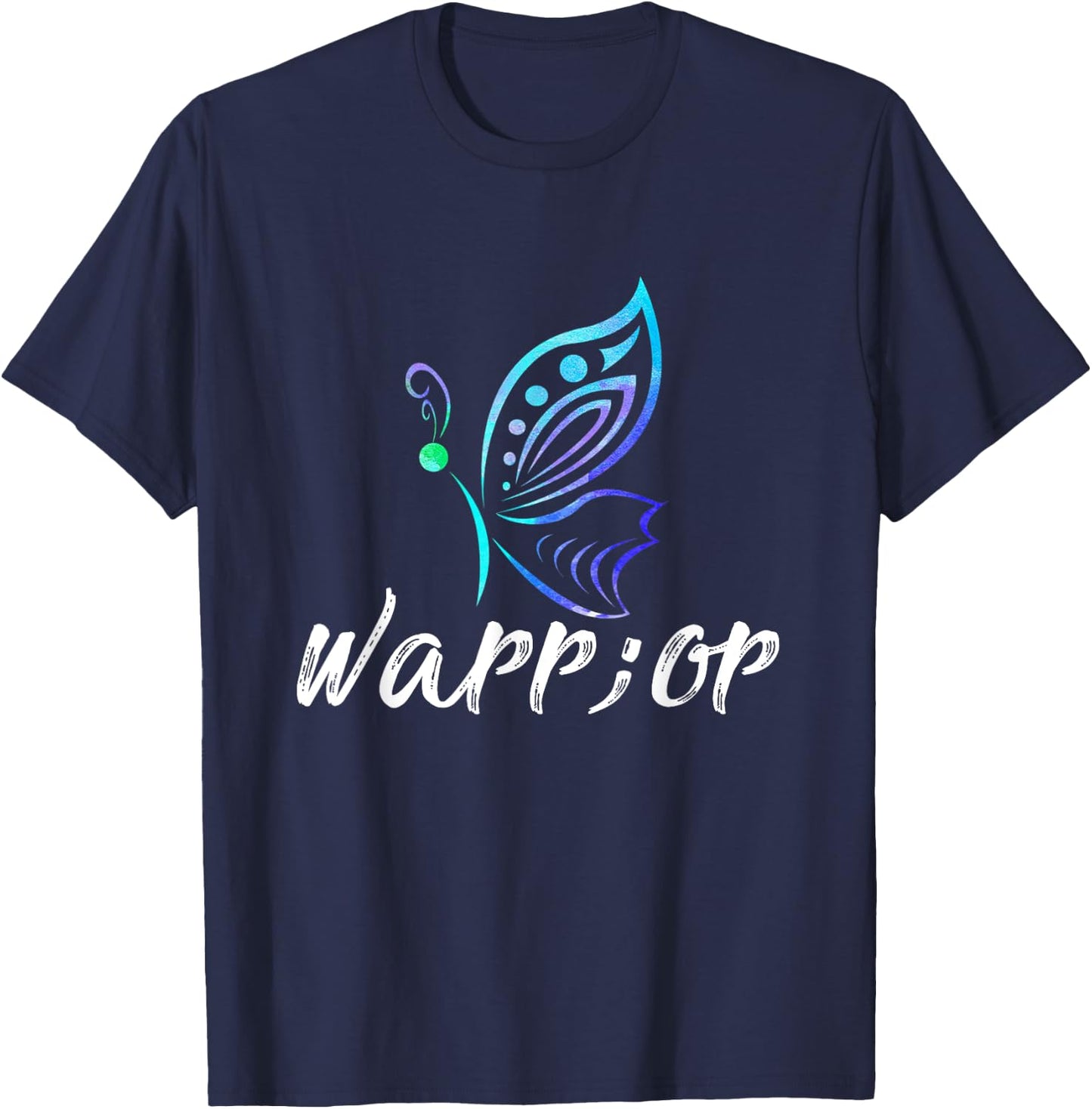 Semicolon Butterfly Shirt - Suicide Prevention Awareness T-Shirt - T-Shirt | Navy