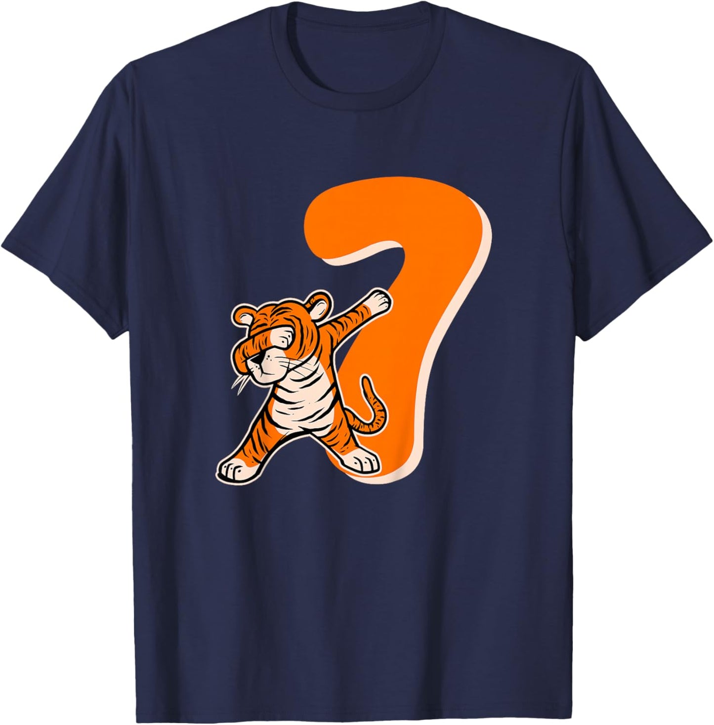 Kids 7th Tiger Birthday Party 7 Year Old Boy Tiger Birthday T-Shirt - T-Shirt | Navy