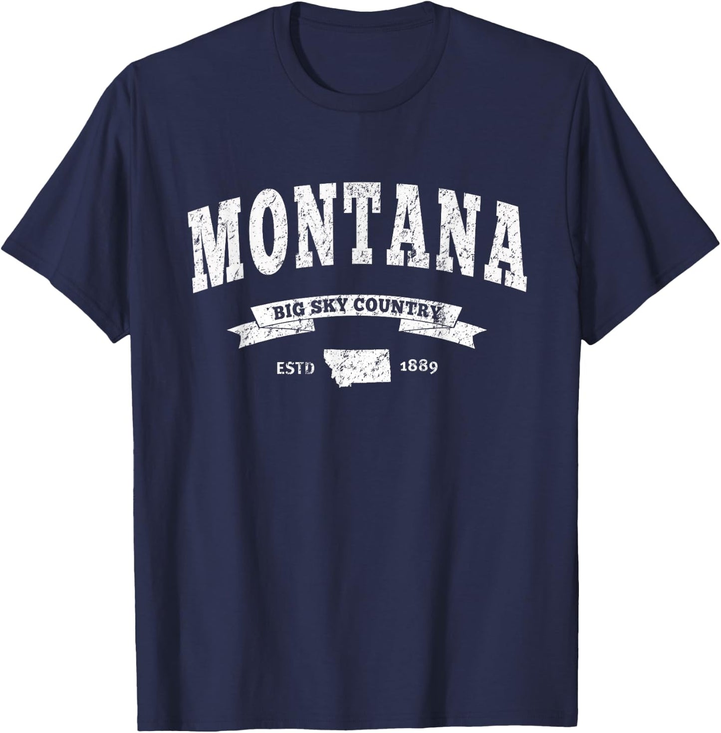 Vintage Montana Shirt Distressed MT Big Sky Country T-Shirt - T-Shirt | Navy
