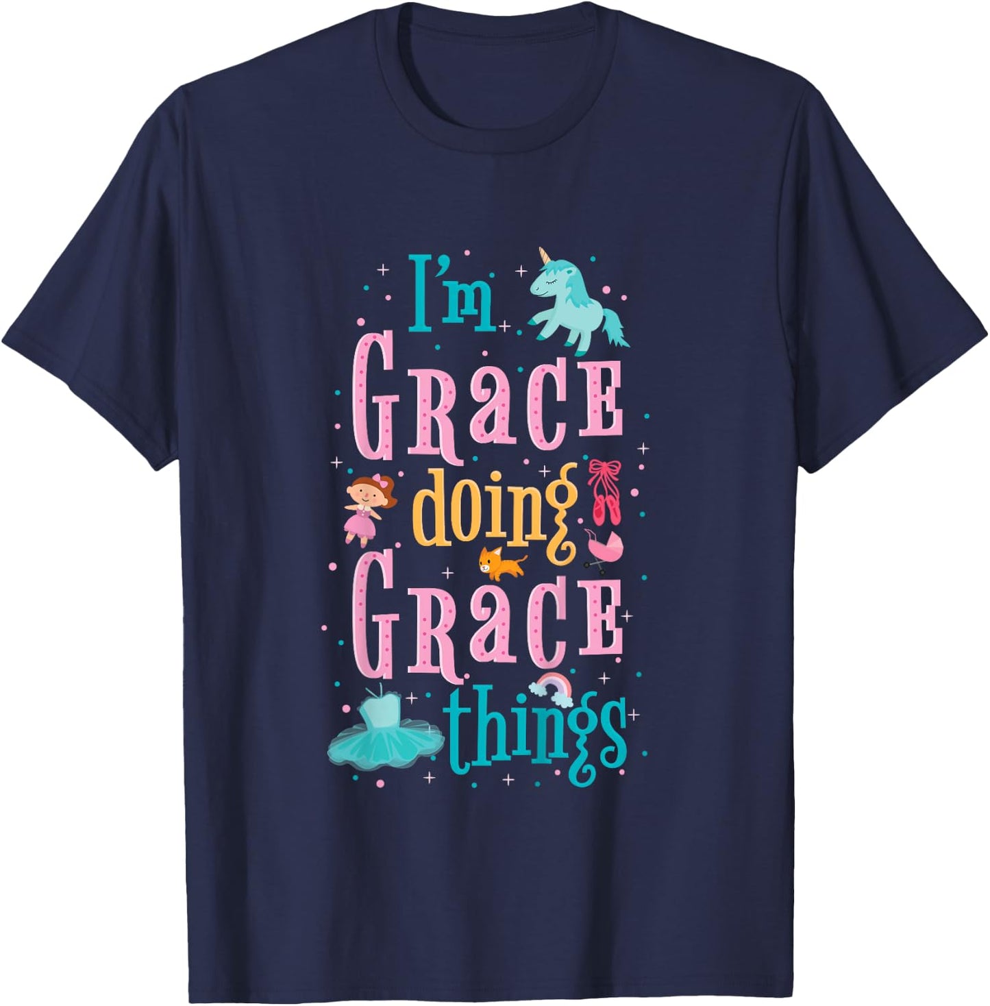 Cute shirt for kids or toddlers named Grace T-Shirt - T-Shirt | Navy