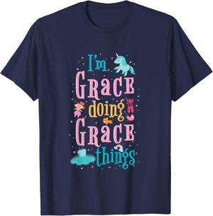 Cute shirt for kids or toddlers named Grace T-Shirt - T-Shirt | Navy