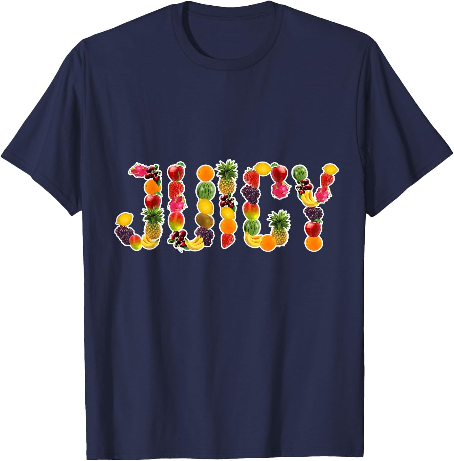 Fruit Aparrel & Outfits for Fruitarism Juicy Fruitarian Design Fruit Lover Black Small T-Shirt - T-Shirt | Navy