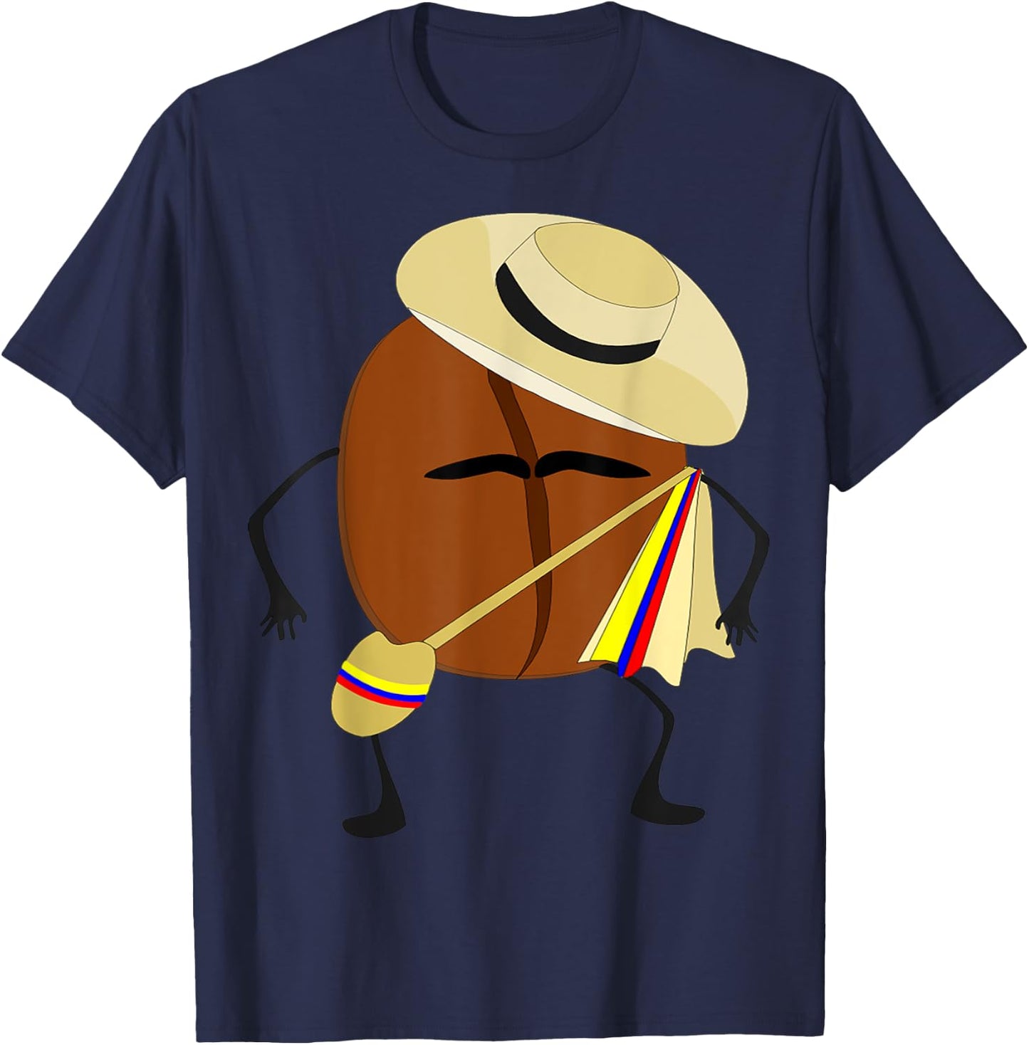 Colombian Coffee Bean Guy , traditional folk clothes T-Shirt - T-Shirt | Navy