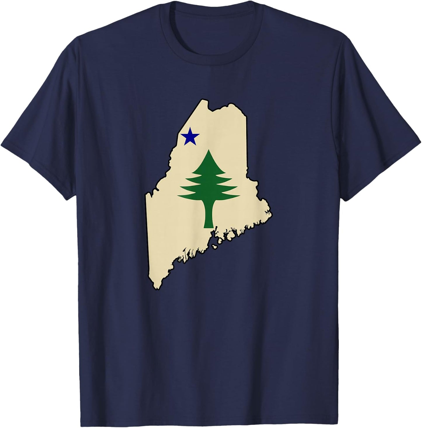 Old Maine State Flag 1901 Pine Tree Star T-Shirt - T-Shirt | Navy