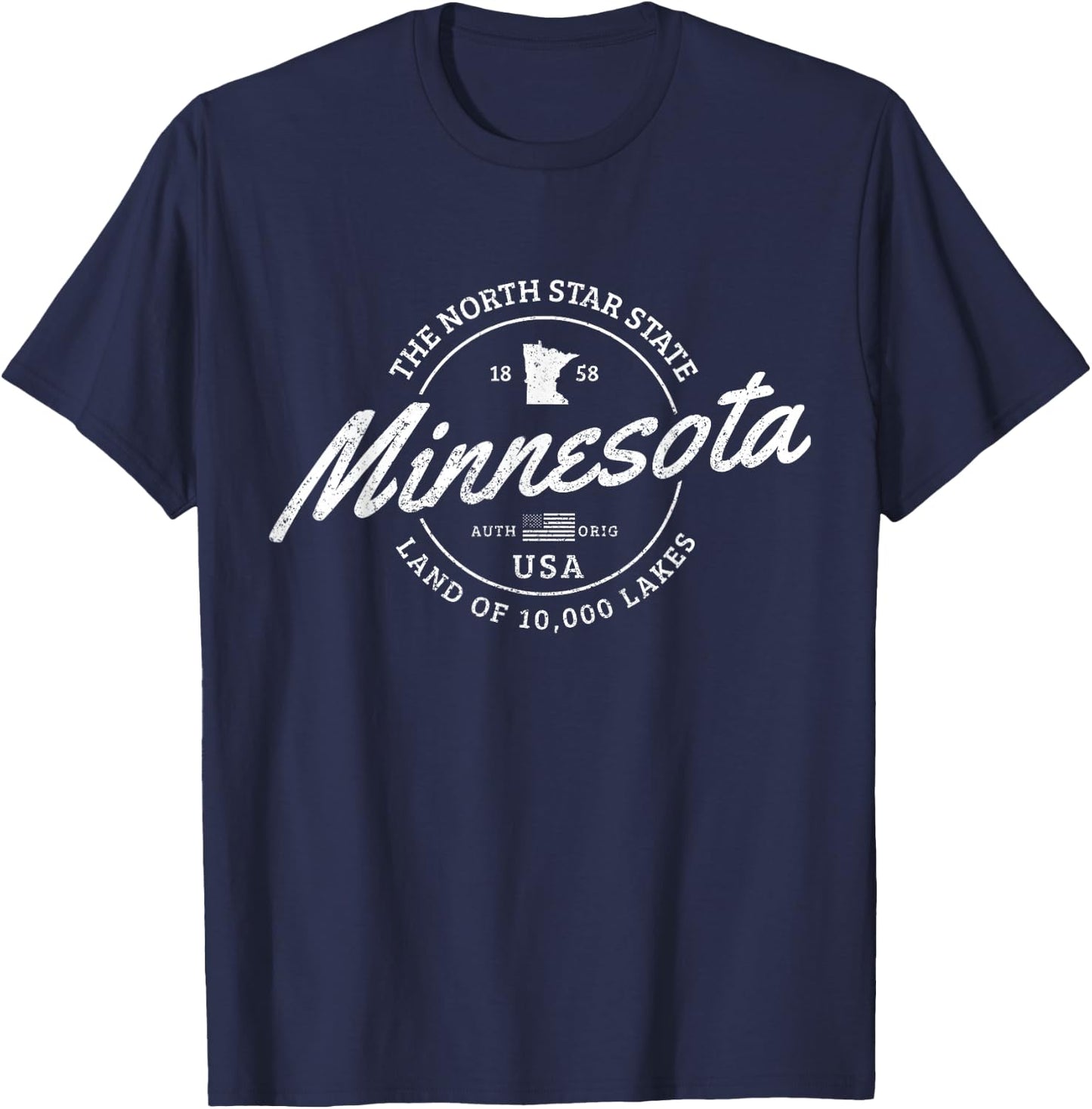 Minnesota North Star State Souvenir 10000 Lakes Gift T-Shirt - T-Shirt | Navy