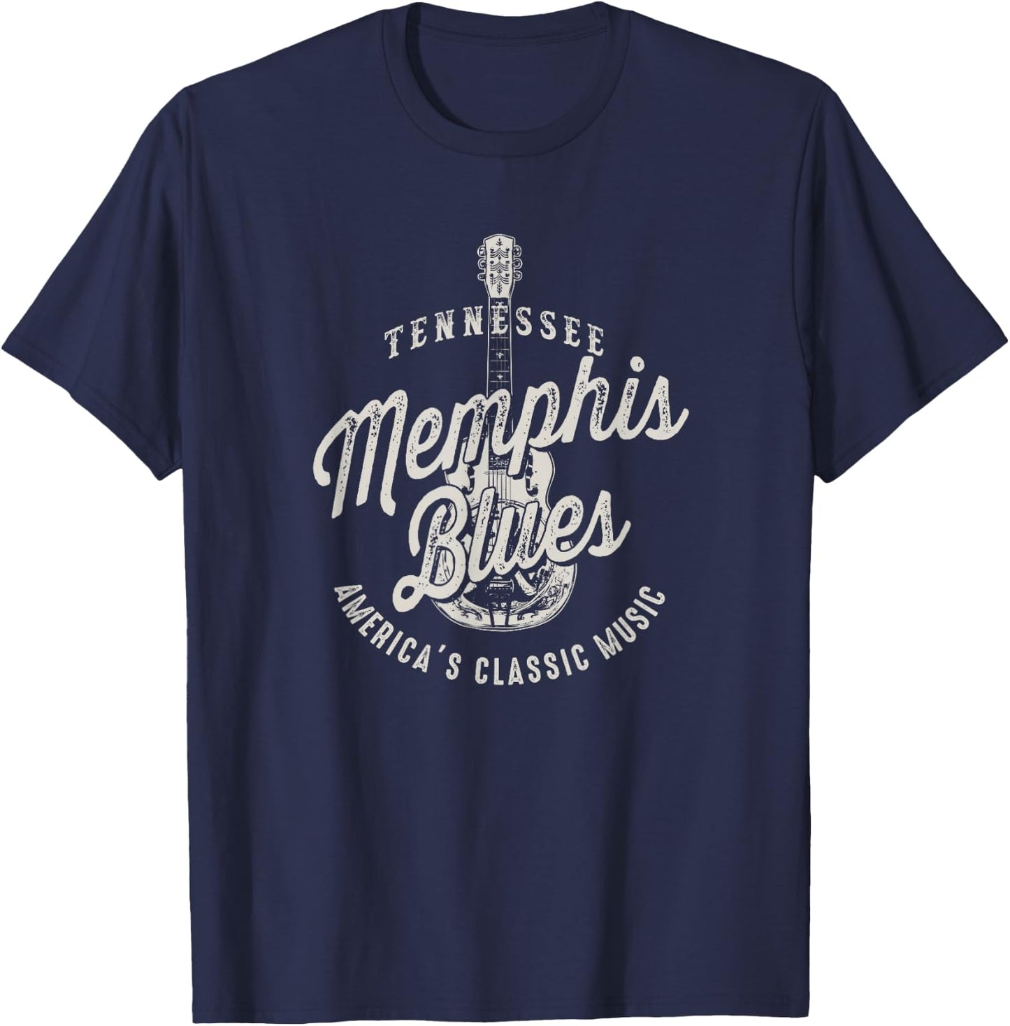 Memphis Blues Music USA Guitar Vintage T-Shirt - T-Shirt | Navy