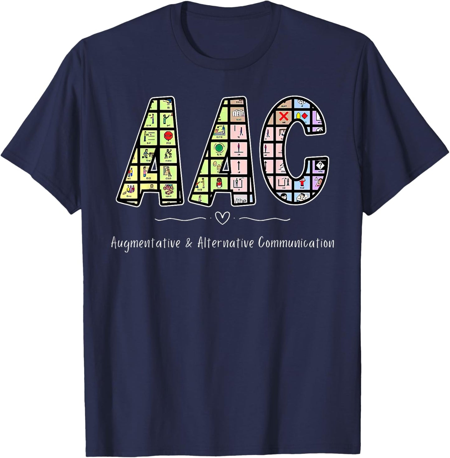 Retro AAC Augmentative & Alternative Communication SPED Team T-Shirt - T-Shirt | Navy