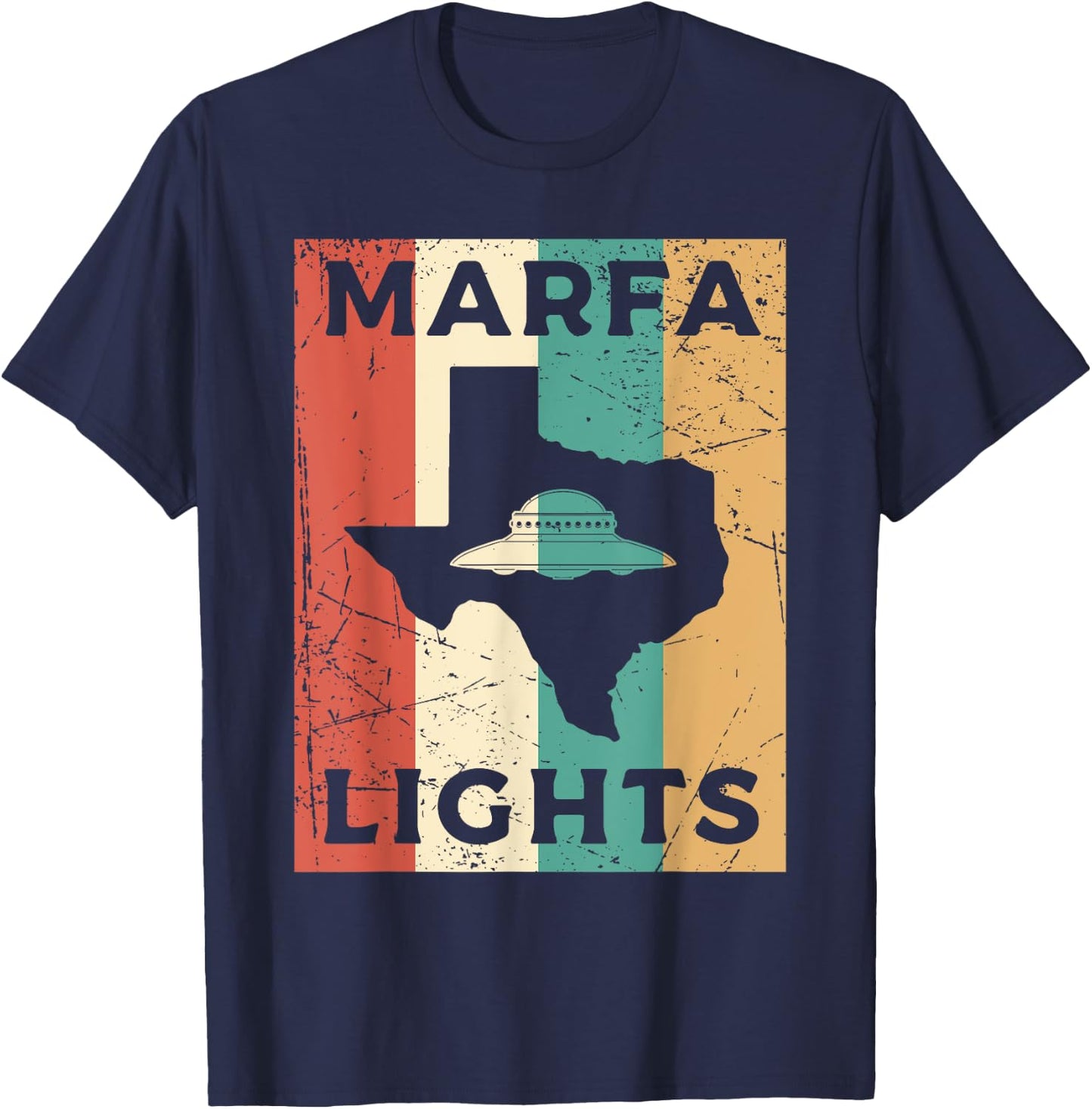 Marfa Lights UFO Eighties Texas UFO T-Shirt - T-Shirt | Navy