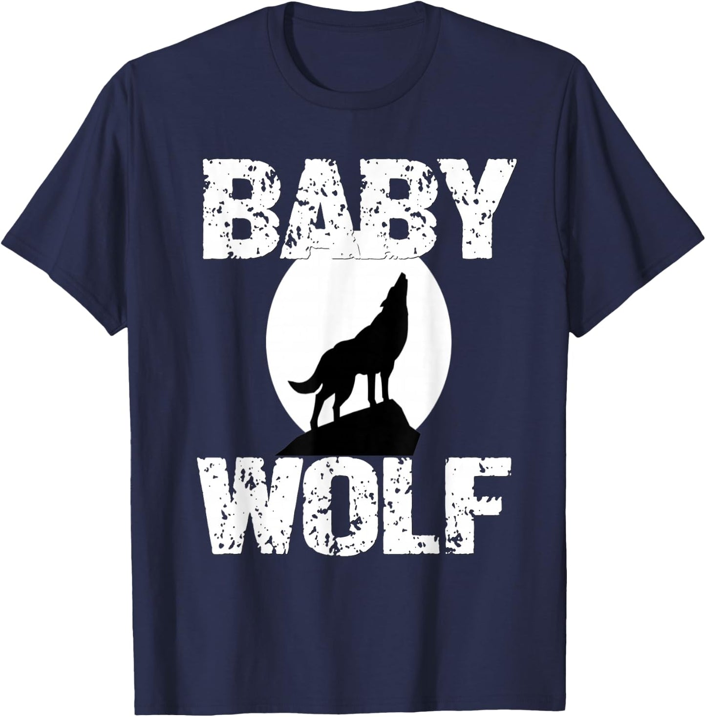 Baby Wolf Matching Family Tribe Wolves Moon Kid Girl Boy Cub T-Shirt - T-Shirt | Navy