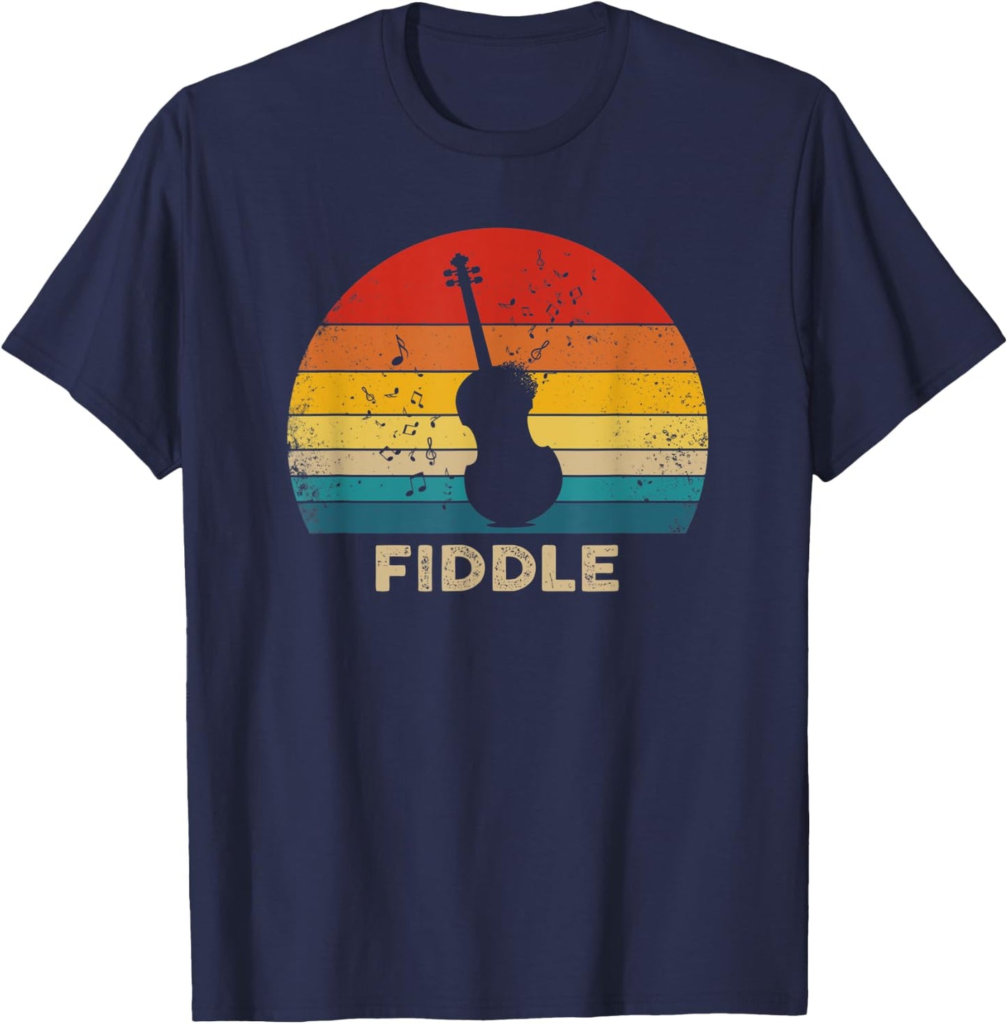 Vintage Fiddle Retro Sunset T-Shirt - T-Shirt | Navy