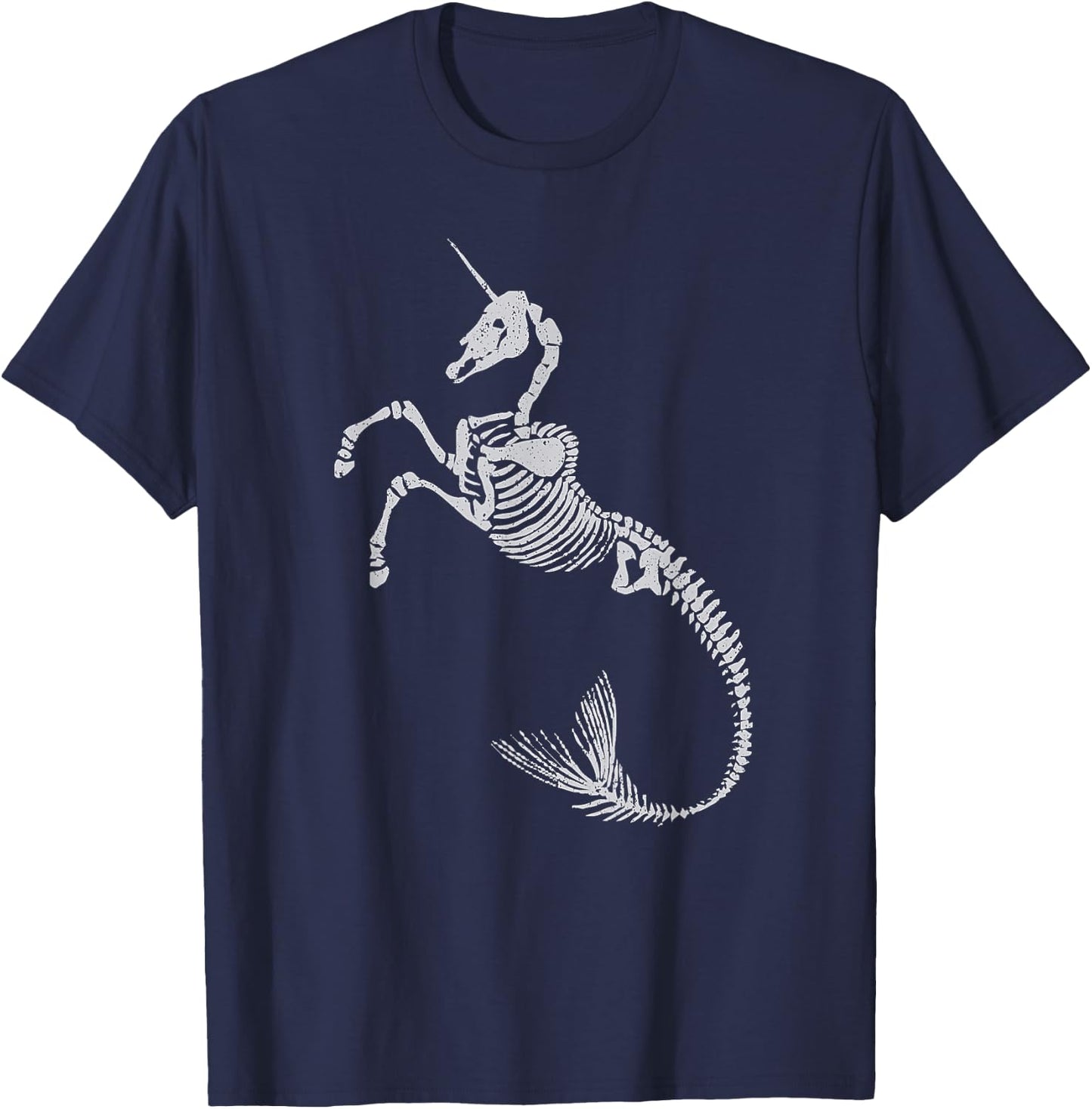 Unicorn Mermaid Skeleton Shirt Halloween Fantasy Art T-Shirt - T-Shirt | Navy