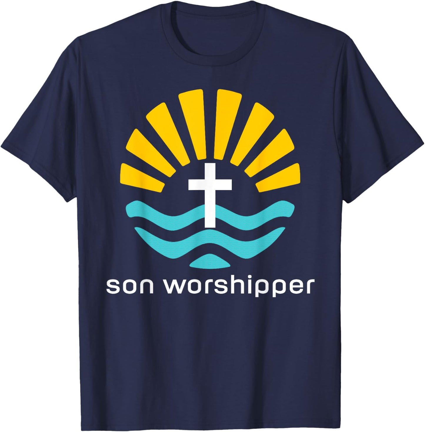 Son Worshipper Surfing Catholic Jesus Calling Beach Sun Fun Women Kids T-Shirt - T-Shirt | Navy