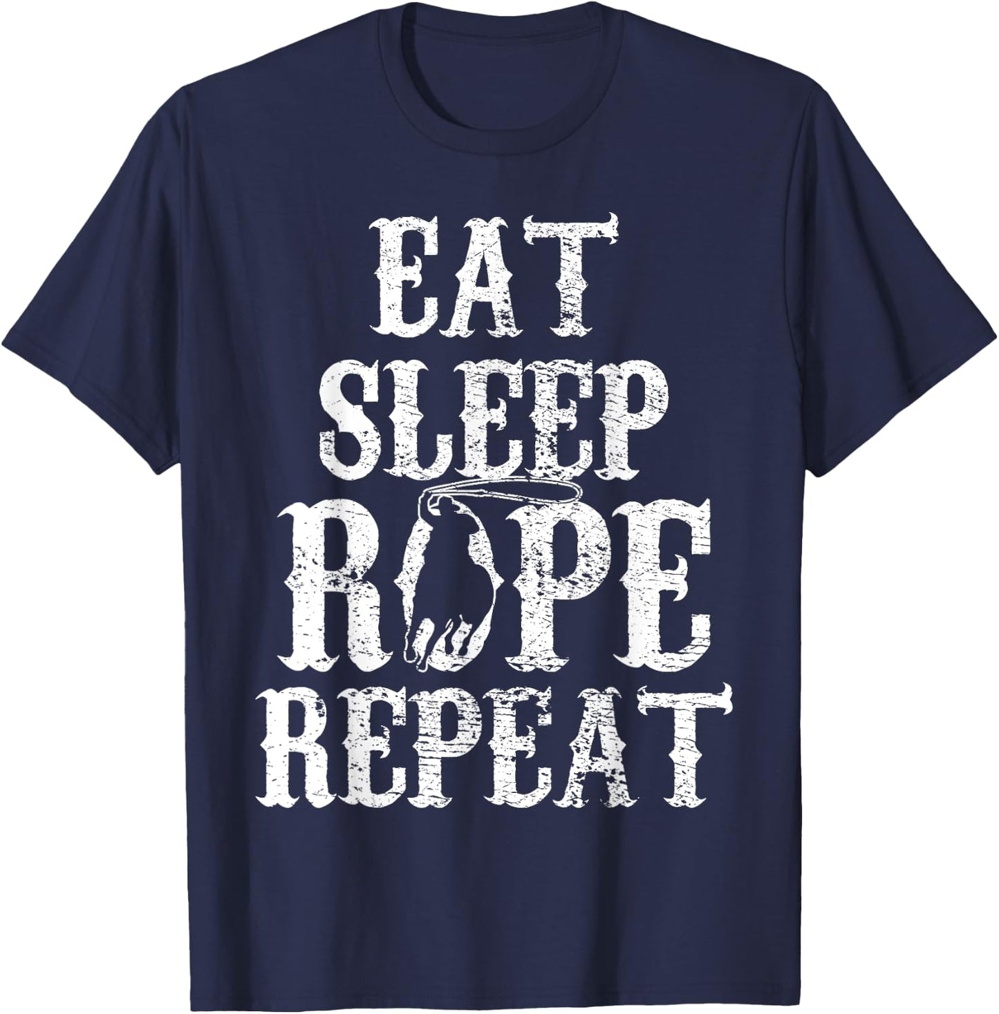Cowboy Rope Western Riding Horse Vintage Gift T-Shirt - T-Shirt | Navy