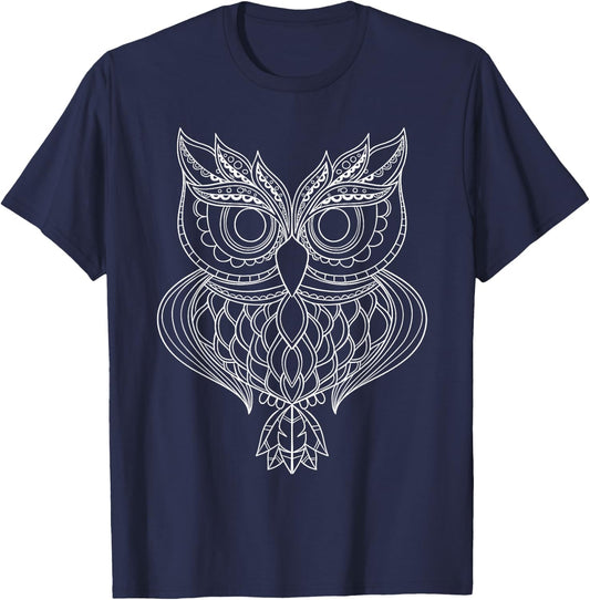 Cute Owl Art Shirt | Animal & Nature Lover Gift T-Shirt - T-Shirt | Navy