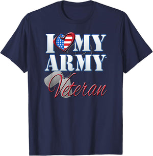 I Love My Army Veteran Shirt Patriotic Men Women T-Shirt - T-Shirt | Navy