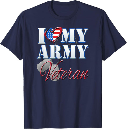 I Love My Army Veteran Shirt Patriotic Men Women T-Shirt - T-Shirt | Navy