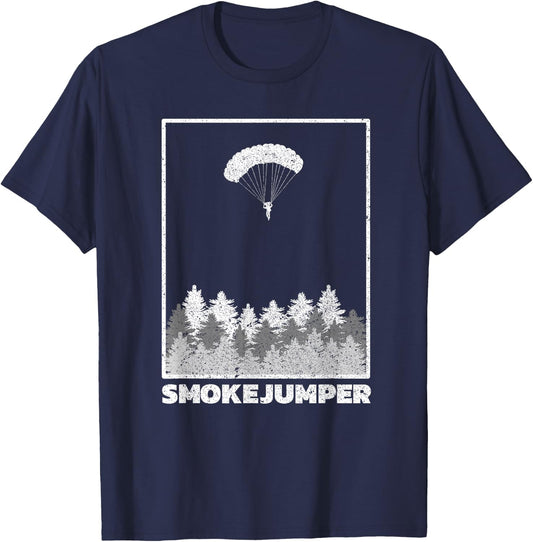Wildland Fireman Smoke Bridge Retro T-Shirt - T-Shirt | Navy