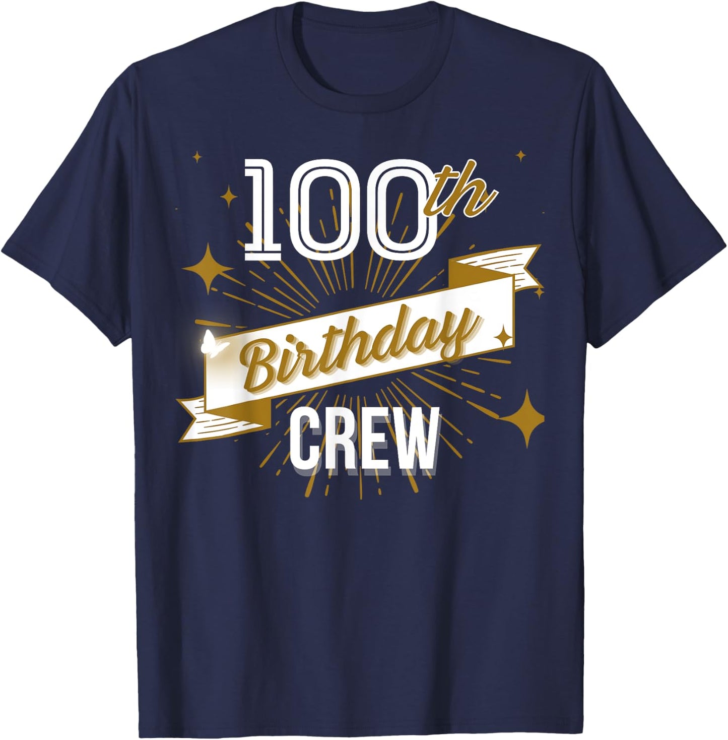100th Birthday Crew 100 Years Old Attend Bday Party Vintage T-Shirt - T-Shirt | Navy