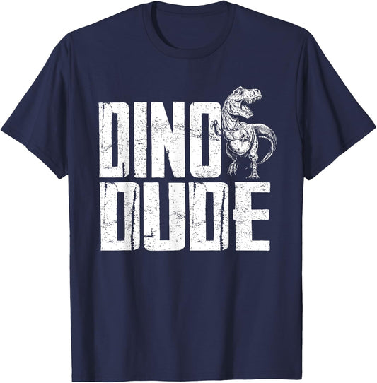 Dino Dude Dinosaur Matching Family T-Rex T-Shirt - T-Shirt | Navy