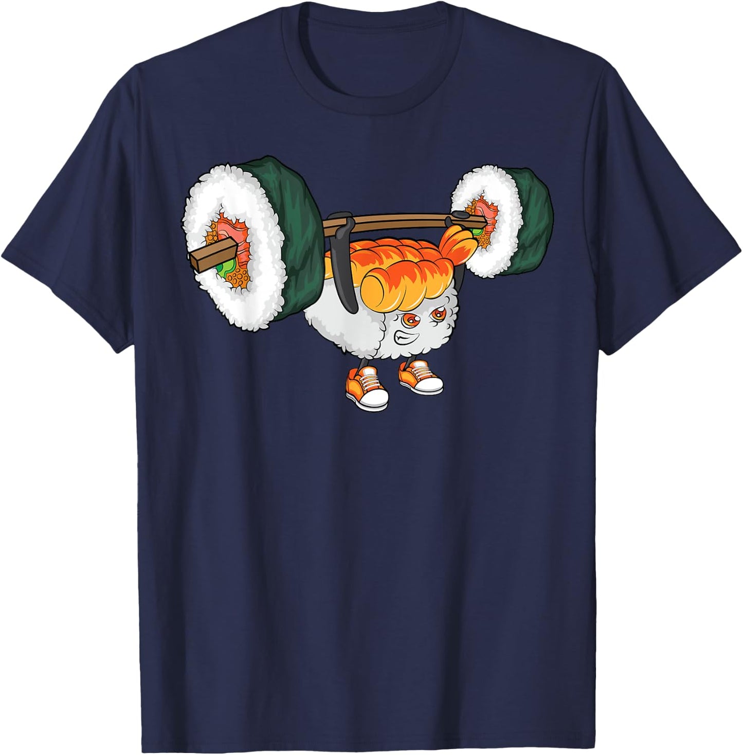 Funny Sushi Weight Lifting Shirt Japanese Food Gym Cute Gift T-Shirt - T-Shirt | Navy