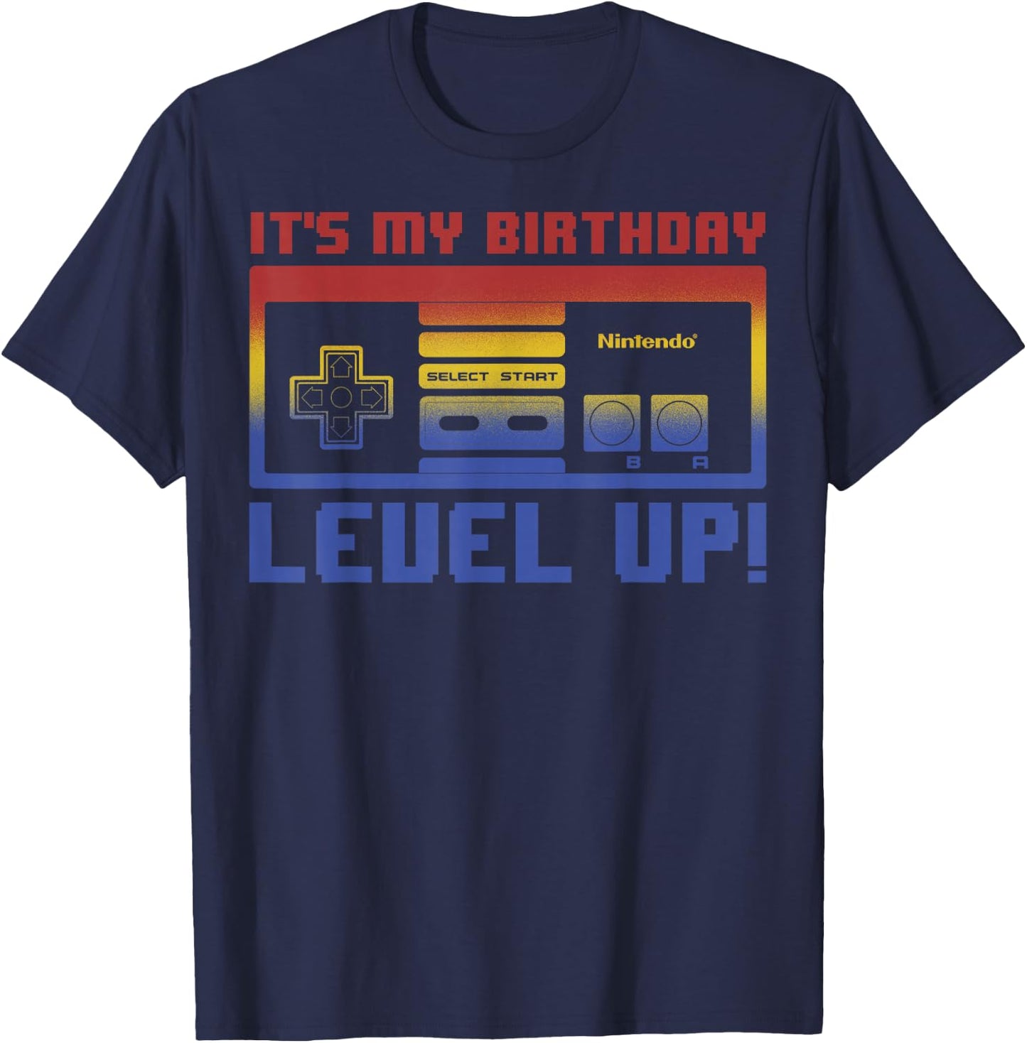 Nintendo It's My Birthday Level Up! SNES Controller T-Shirt - T-Shirt | Navy