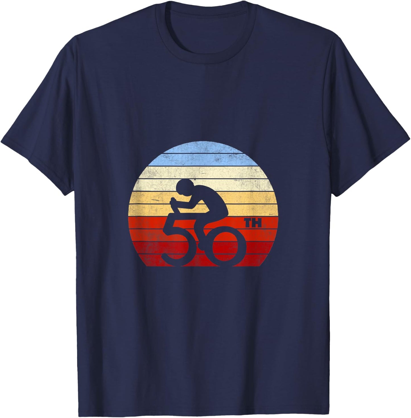50th Birthday Mountain Bike Tour Cycling Lover Retro Vintage T-Shirt - T-Shirt | Navy