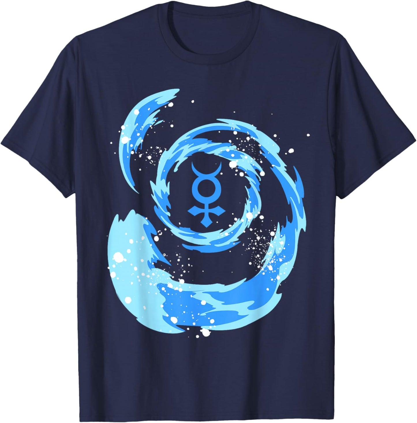 Sailor Anime Water Tsunami Mercury Star Symbol H2O Kawaii T-Shirt - T-Shirt | Navy