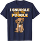 Funny Puggle Shirt Women's Puggle I Snuggle With My Puggle Shirt Black Cartoon Short Sleeve Size Small T-Shirt - T-Shirt | Navy
