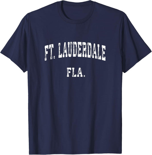 Fort Lauderdale Florida FL Vintage Athletic Sports T-Shirt - T-Shirt | Navy