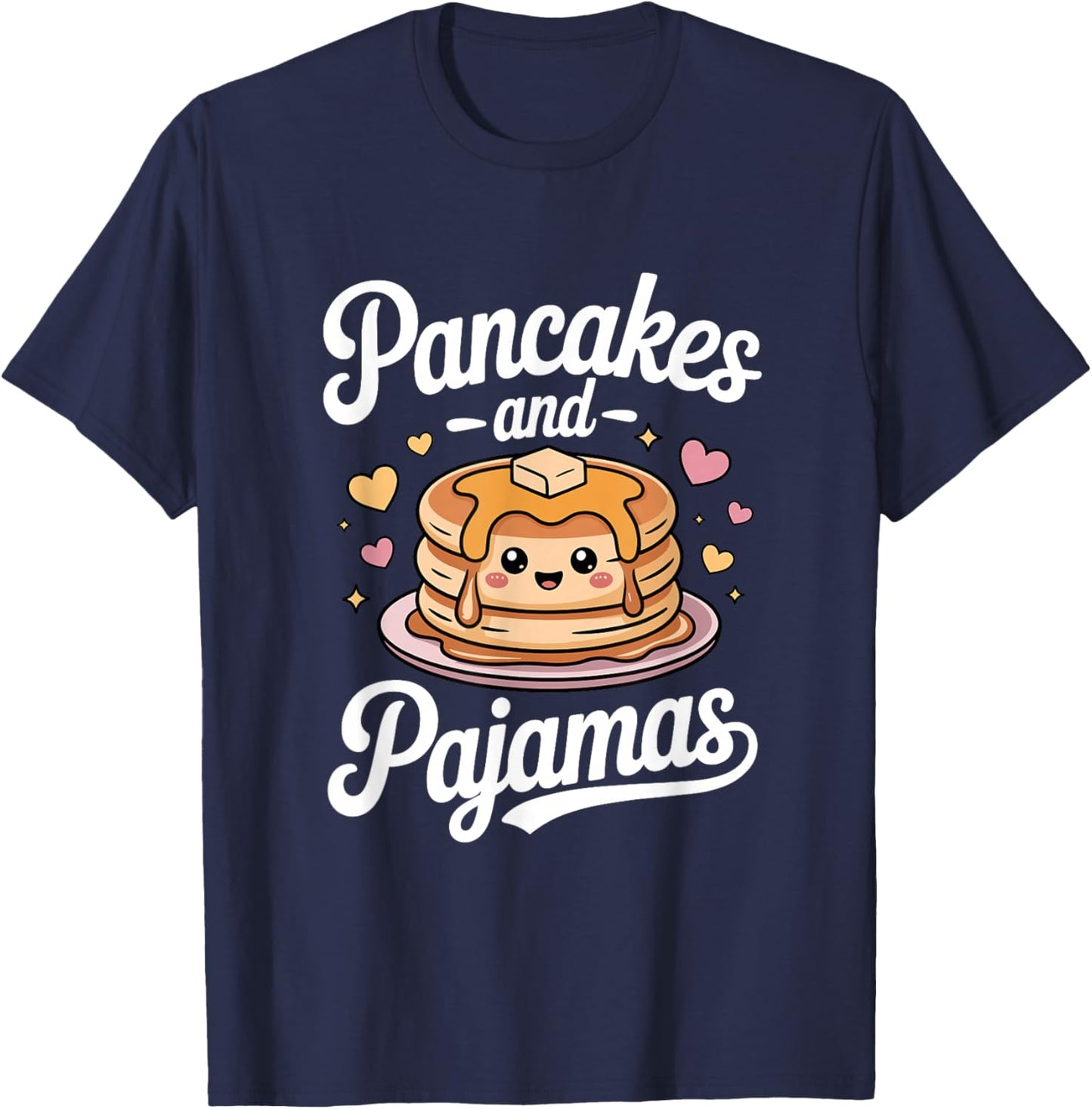 Cute Kawaii Pancakes and Pajamas Sleepover Breakfast Lover T-Shirt - T-Shirt | Navy