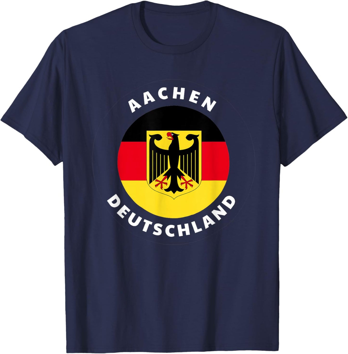 Aachen Germany DE German Heritage & Pride Flag Badge T-Shirt - T-Shirt | Navy