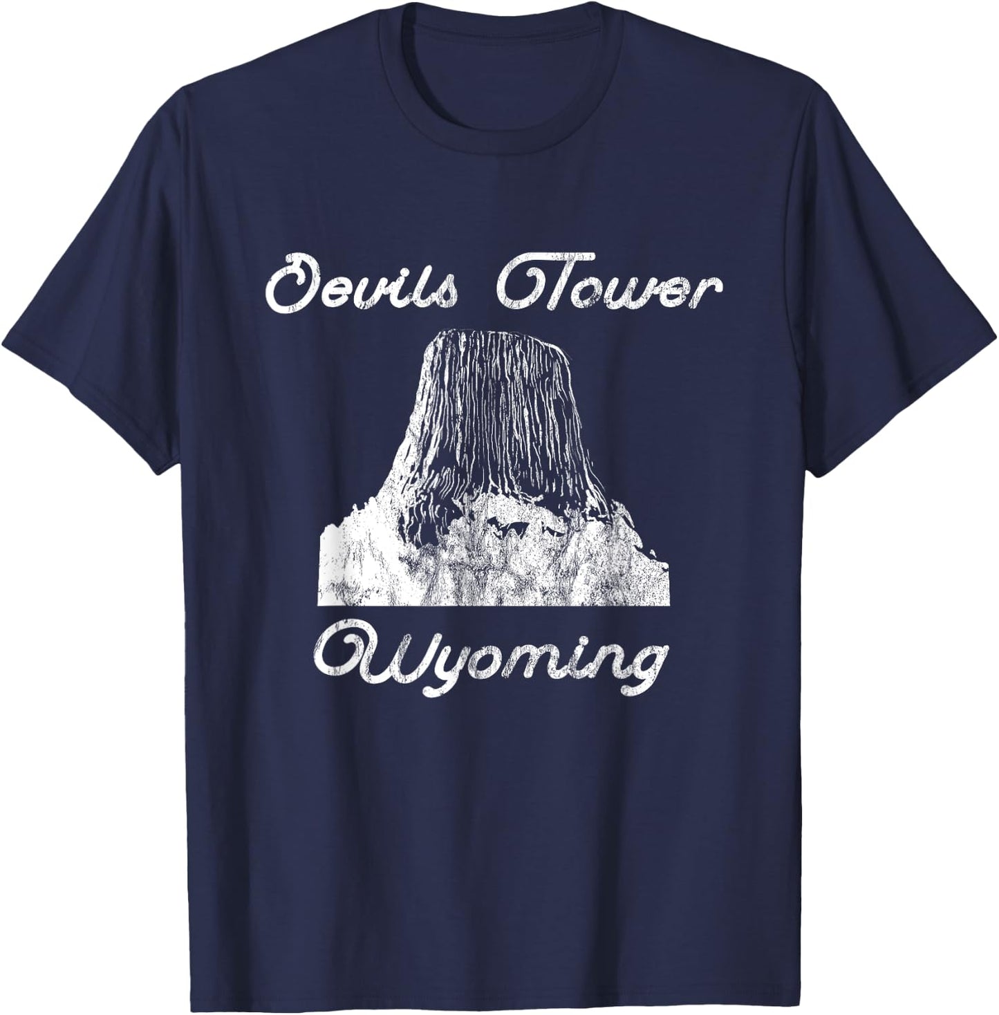 Devils Tower Wyoming National Monument Retro Vintage T-Shirt - T-Shirt | Navy