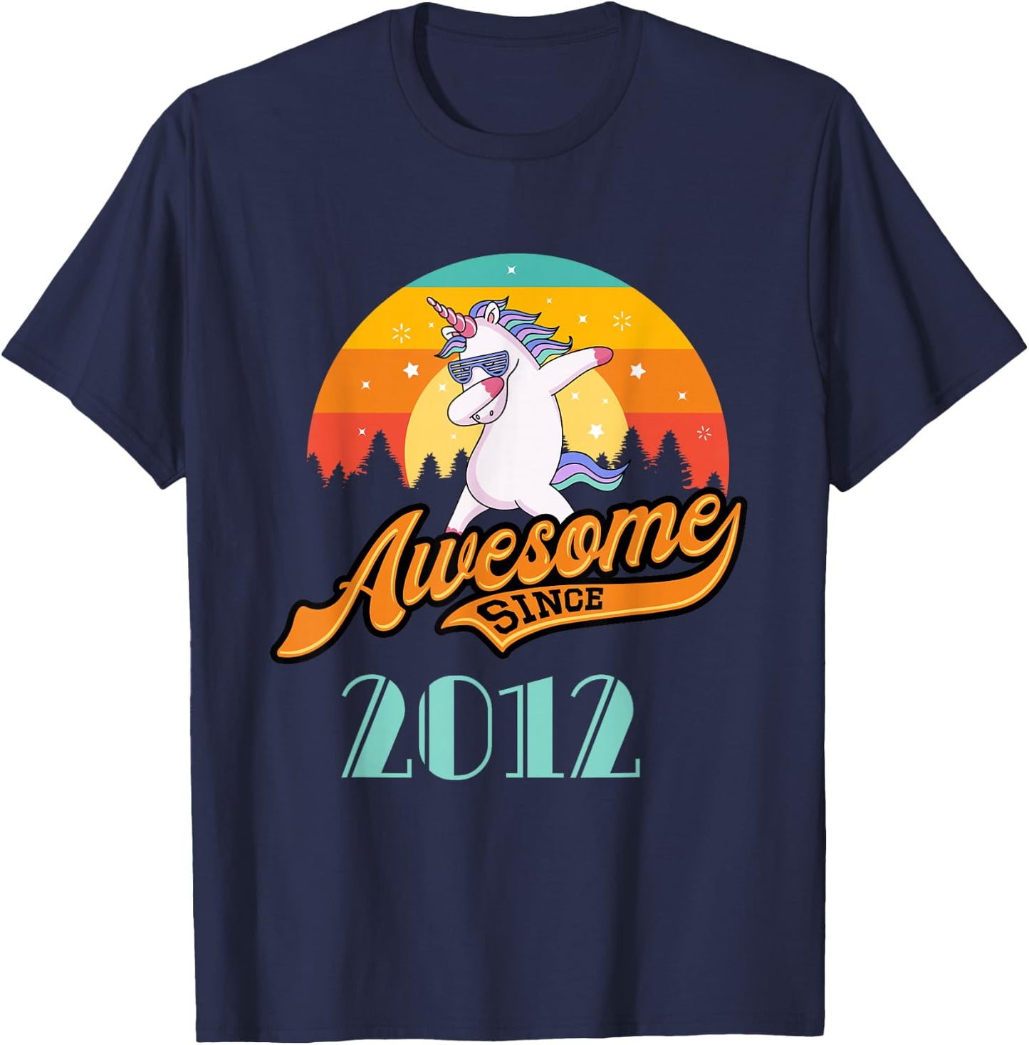 Awesome Since 2012 - Year of Birth & Birthday Gift T-Shirt - T-Shirt | Navy