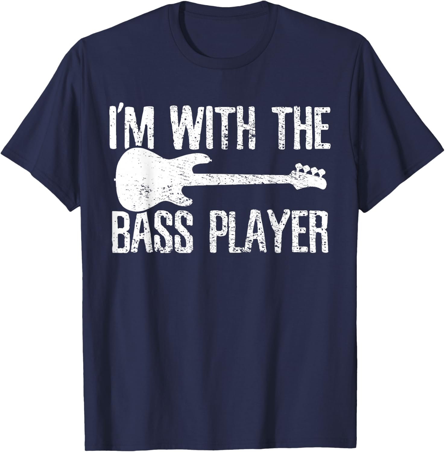 Bass Player Guitar Couple Girlfriend Vintage T-Shirt - T-Shirt | Navy