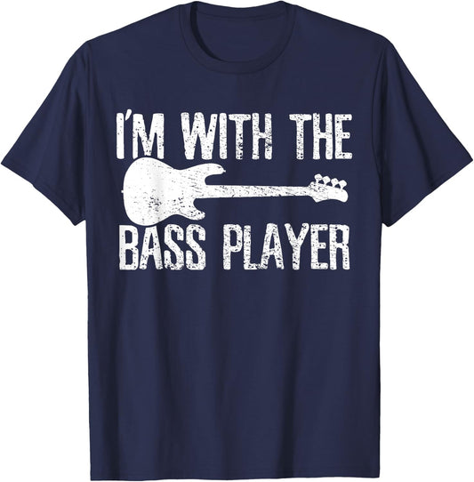 Bass Player Guitar Couple Girlfriend Vintage T-Shirt - T-Shirt | Navy