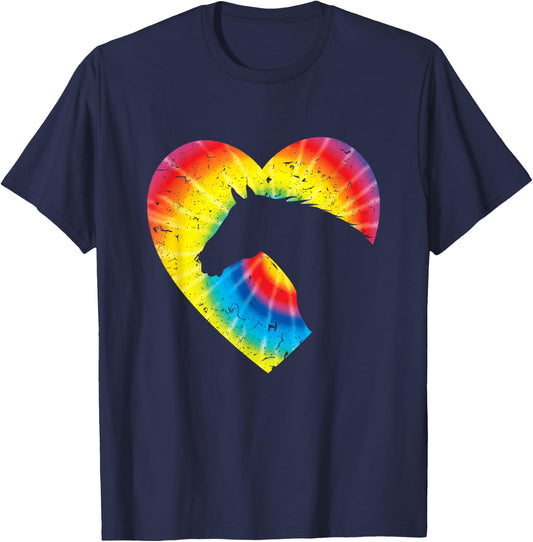 Horse Heart Silhouette For Cowgirl Equestrian Graphic Print T-Shirt - T-Shirt | Navy