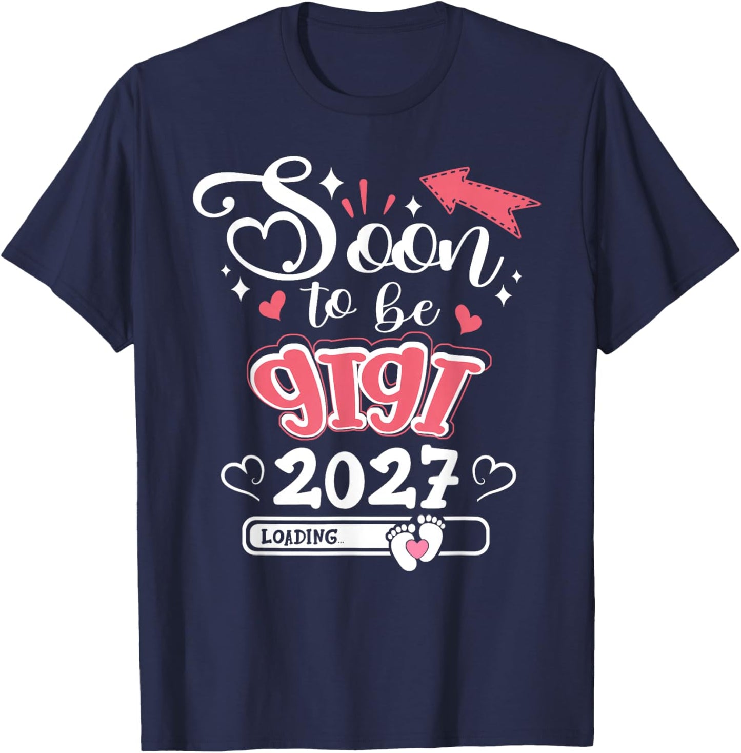Promoted to Mom est. 2027 Soon to be Gigi T-Shirt - T-Shirt | Navy