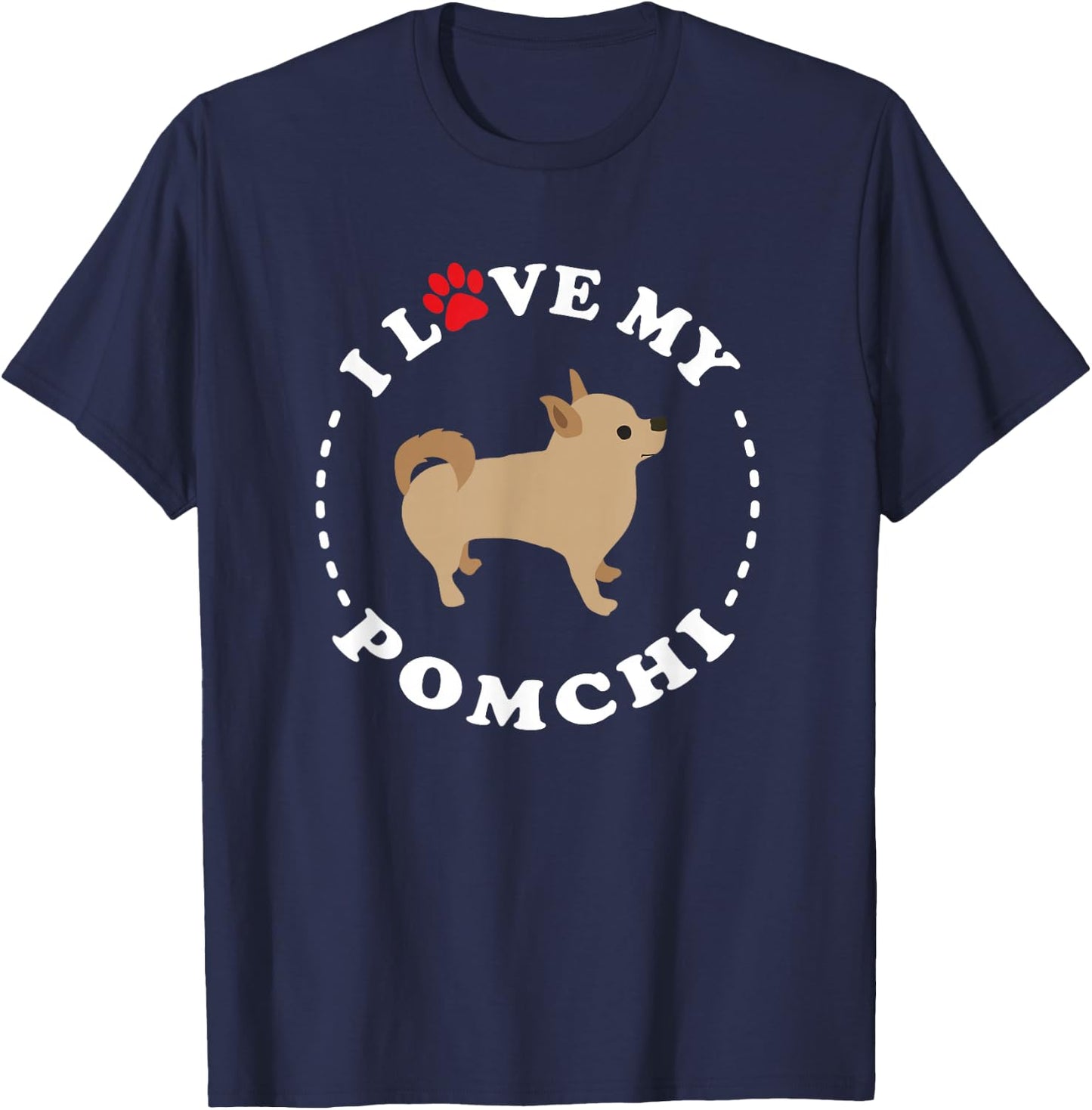 Pomeranian-Chihuahua Mix Breed Dog Happy Pomchi Dog Men Women Girls Kids T-Shirt - T-Shirt | Navy