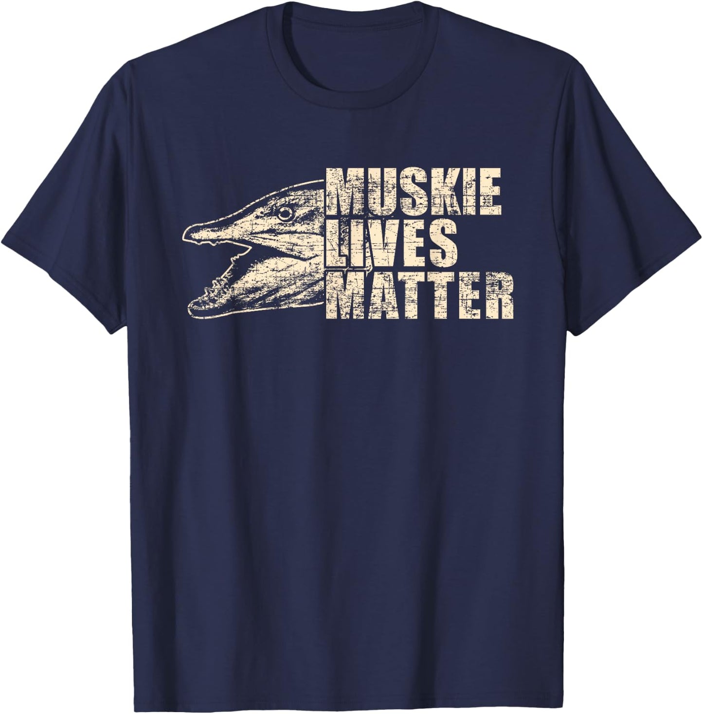 MUSKIE LIVES MATTER | Funny Muskie Fish Lovers Gift Shirt T-Shirt - T-Shirt | Navy