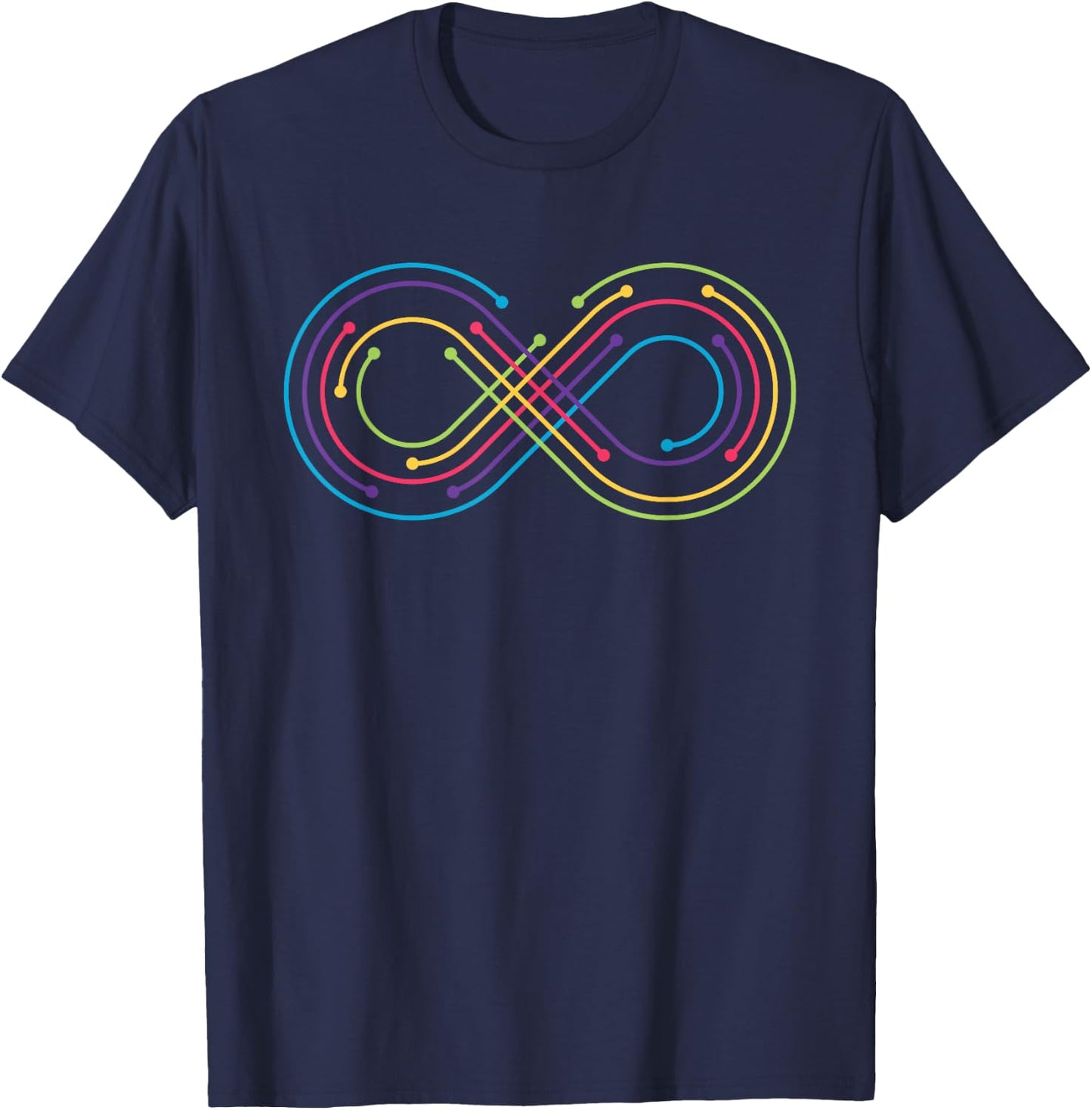 Rainbow Infinity Symbol Pride Autism Awareness Neurodiverse T-Shirt - T-Shirt | Navy